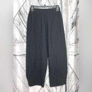 Heydari Black Crinkled Wide Leg Pants S